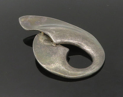 JONDELL 925 Silver  Vintage Dark Tone Modernist Smooth Brooch Pin  BP7030