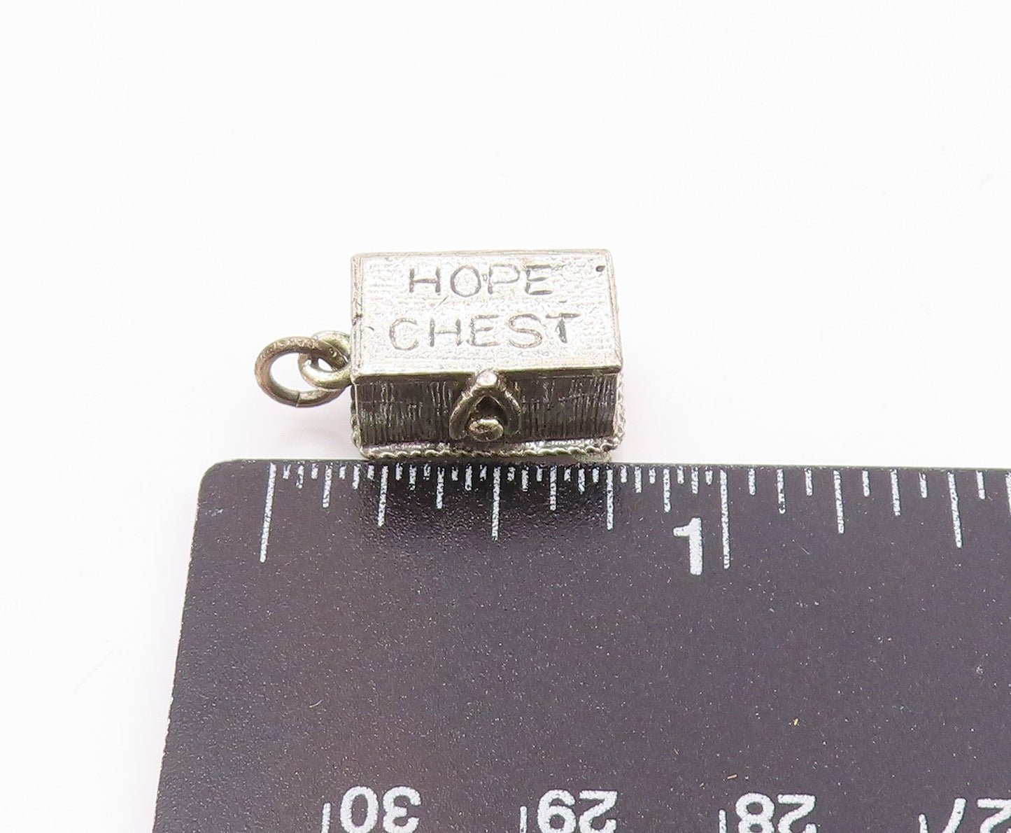 DANECRAFT 925 Silver  Vintage Engraved Hope Chest Box Pendant (OPENS)  PT21716
