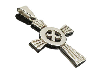 925 Sterling Silver  Vintage Shiny Open Religious Cross Drop Pendant  PT7668