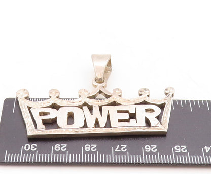 925 Sterling Silver Vintage Pendant Solid Cutout Power Crown  PT23871