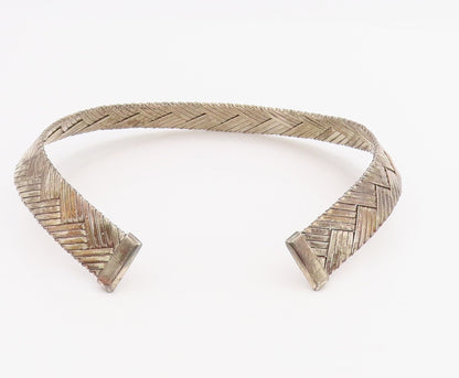 925 Sterling Silver Vintage Necklace OFIESH Modernist Wide Woven Choker  NE4785