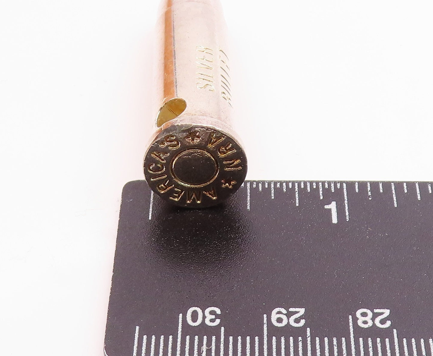 925 Sterling Silver  Vintage Bullet Brigade Stamped Slide Pendant  PT10302