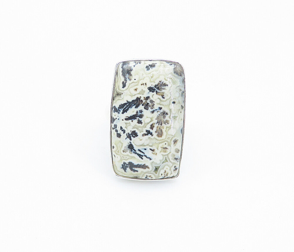925 Sterling Silver Cabochon Cut Spotted Jasper Cocktail Ring Sz 7 RG8509
