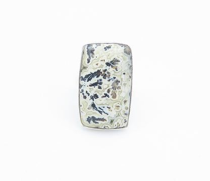 925 Sterling Silver Cabochon Cut Spotted Jasper Cocktail Ring Sz 7 RG8509