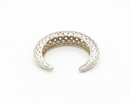 925 Sterling Silver  Vintage Shiny Basket Weaved Dome Cuff Bracelet  BT7466