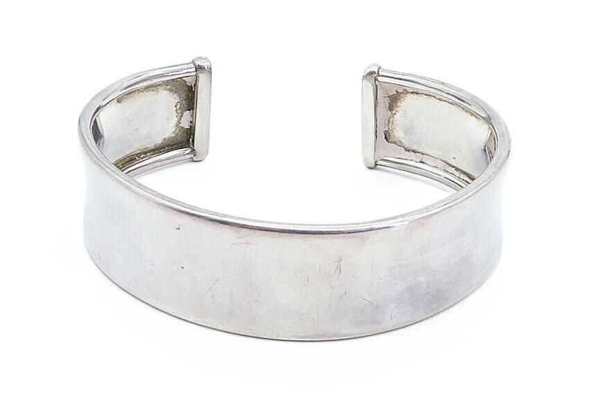 925 Sterling Silver  Vintage Dark Tone Minimalist Shiny Cuff Bracelet  BT2569