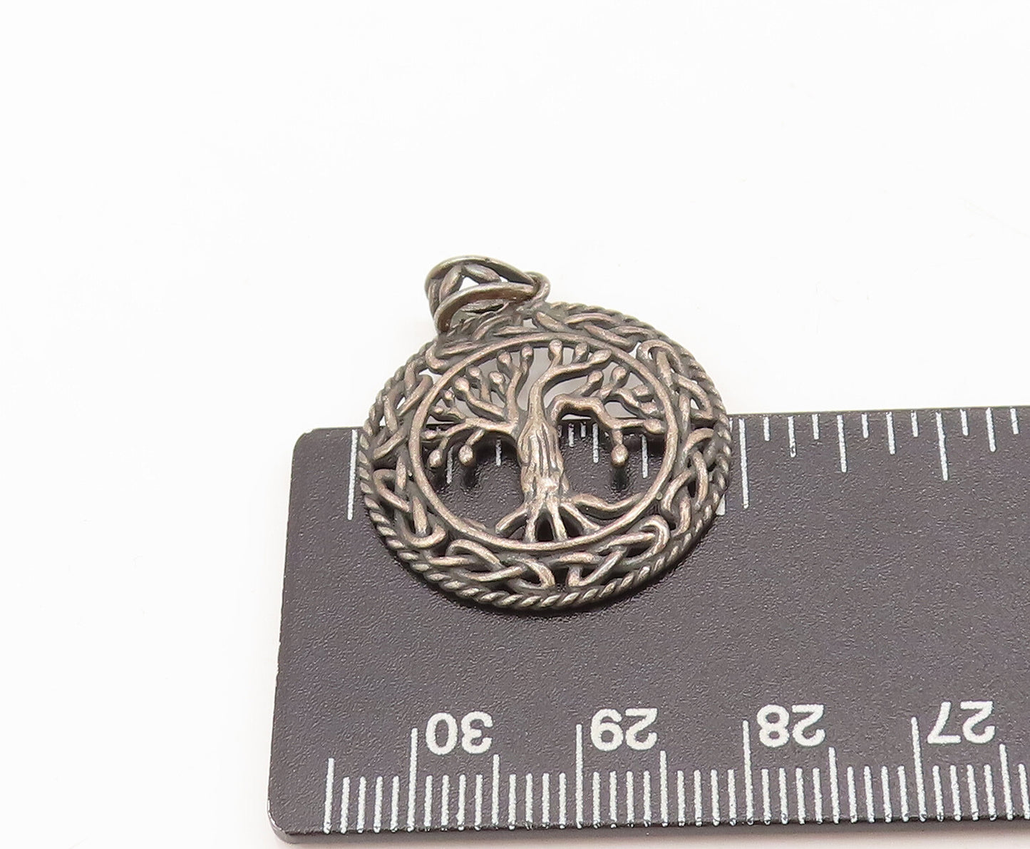 925 Sterling Silver Vintage Pendant Knotted Roots Frame Tree Of Life  PT22594