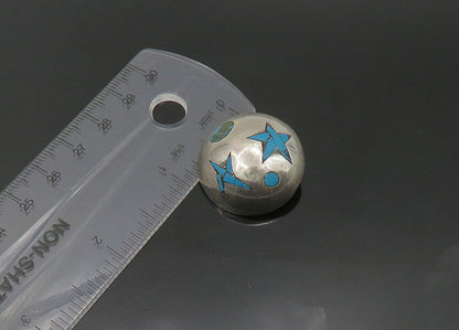 TAXCO 925 Sterling Silver Vintage Turquoise Non Pierce Dome Earrings EG11314