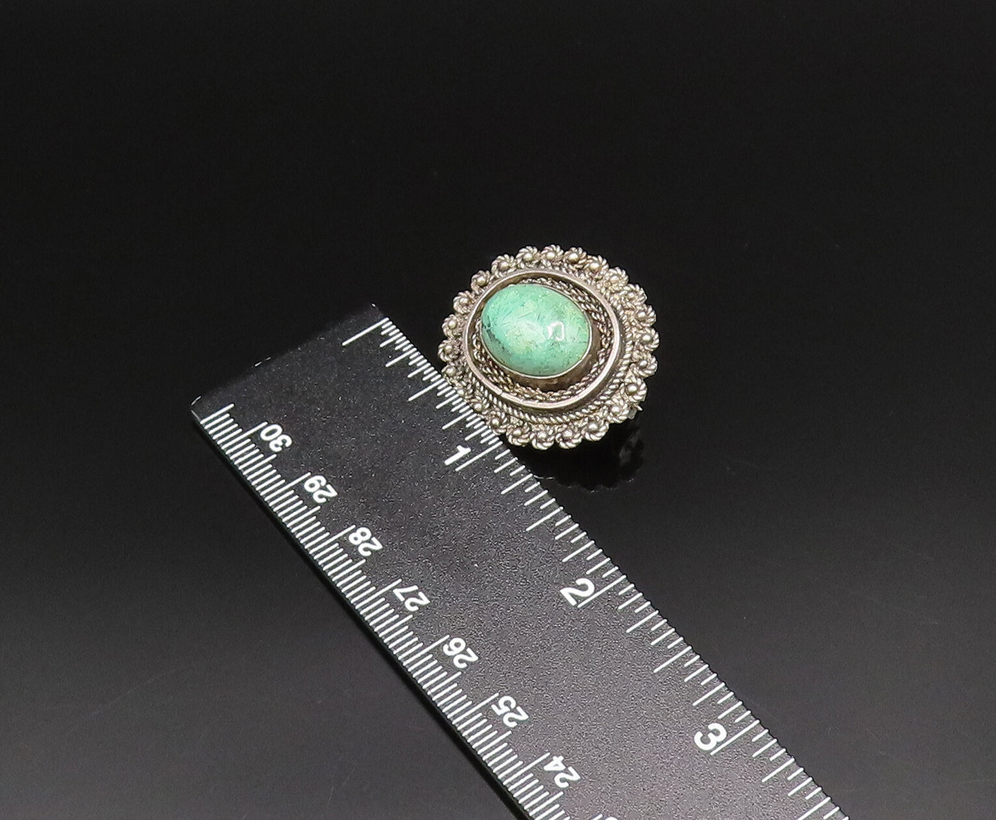 ISRAEL 925 Silver  Vintage Twisted Rope & Beaded Jasper Brooch Pin  BP9882
