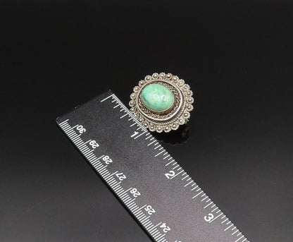 ISRAEL 925 Silver  Vintage Twisted Rope & Beaded Jasper Brooch Pin  BP9882