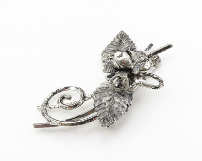 HELEN'S 925 Sterling Silver  Vintage Sculpted Flower Swirl Brooch Pin  BP4300