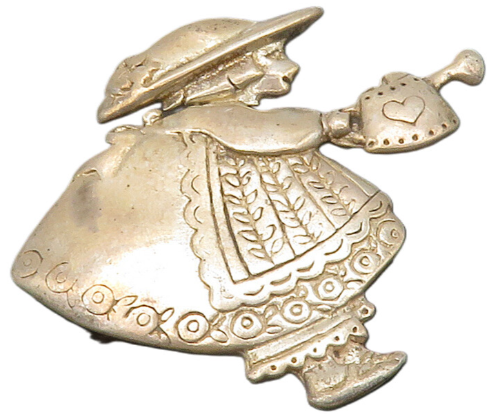 MEXICO 925 Sterling Silver  Vintage Etched Mary Engelbreit Brooch Pin  BP5008