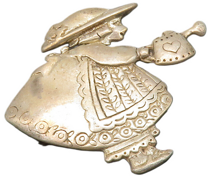 MEXICO 925 Sterling Silver  Vintage Etched Mary Engelbreit Brooch Pin  BP5008