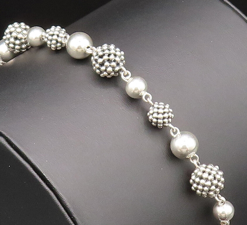 MICHAEL DAWKINS 925 Silver  Vintage Cultured Pearls & Beads Bracelet  BT9788