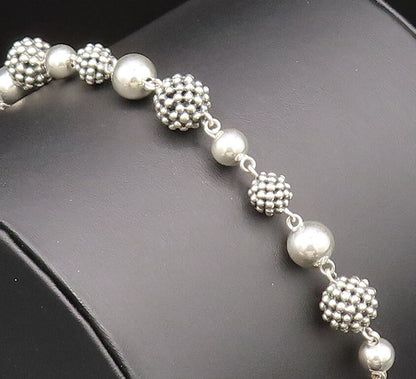 MICHAEL DAWKINS 925 Silver  Vintage Cultured Pearls & Beads Bracelet  BT9788