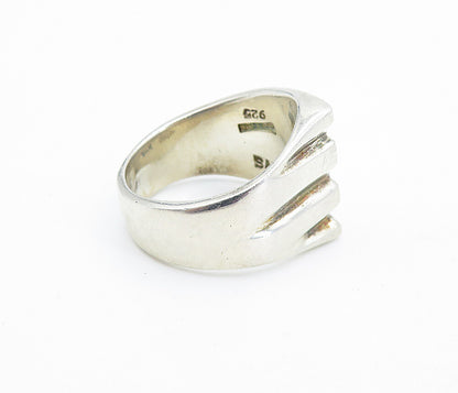 MEXICO 925 Sterling Silver  Vintage Shiny Pointed Dome Band Ring Sz 9  RG6388