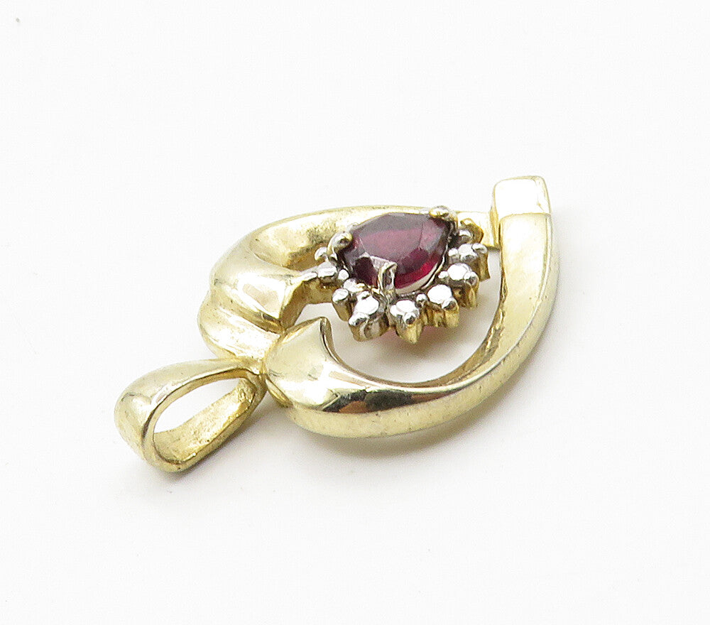 925 Sterling Silver  Garnet & Genuine Diamond Love Heart Pendant  PT12439