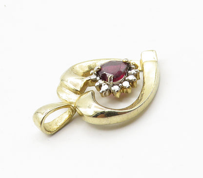 925 Sterling Silver  Garnet & Genuine Diamond Love Heart Pendant  PT12439