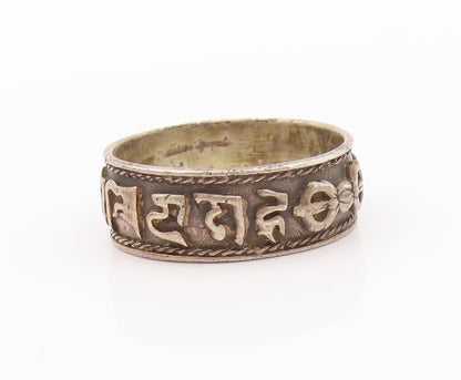 925 Sterling Silver Vintage Ring Dark Tone Antique Tibetan Sz 10.5 RG32404