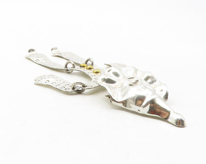 MEXICO 925 Sterling Silver  Vintage Two Tone Clown Brooch Pin (MOVES)  BP4502