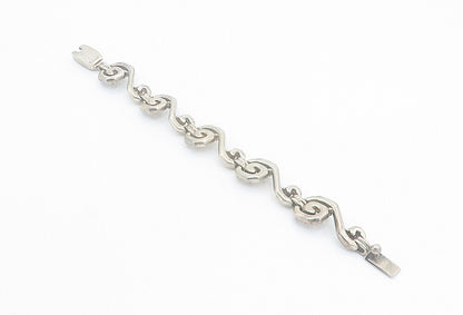 MEXICO 925 Sterling Silver  Vintage Dark Tone Spiral Chain Bracelet  BT3401
