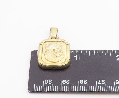 925 Sterling Silver Vintage Pendant Gold Plated Virgin Mary & Baby Jesus PT26517