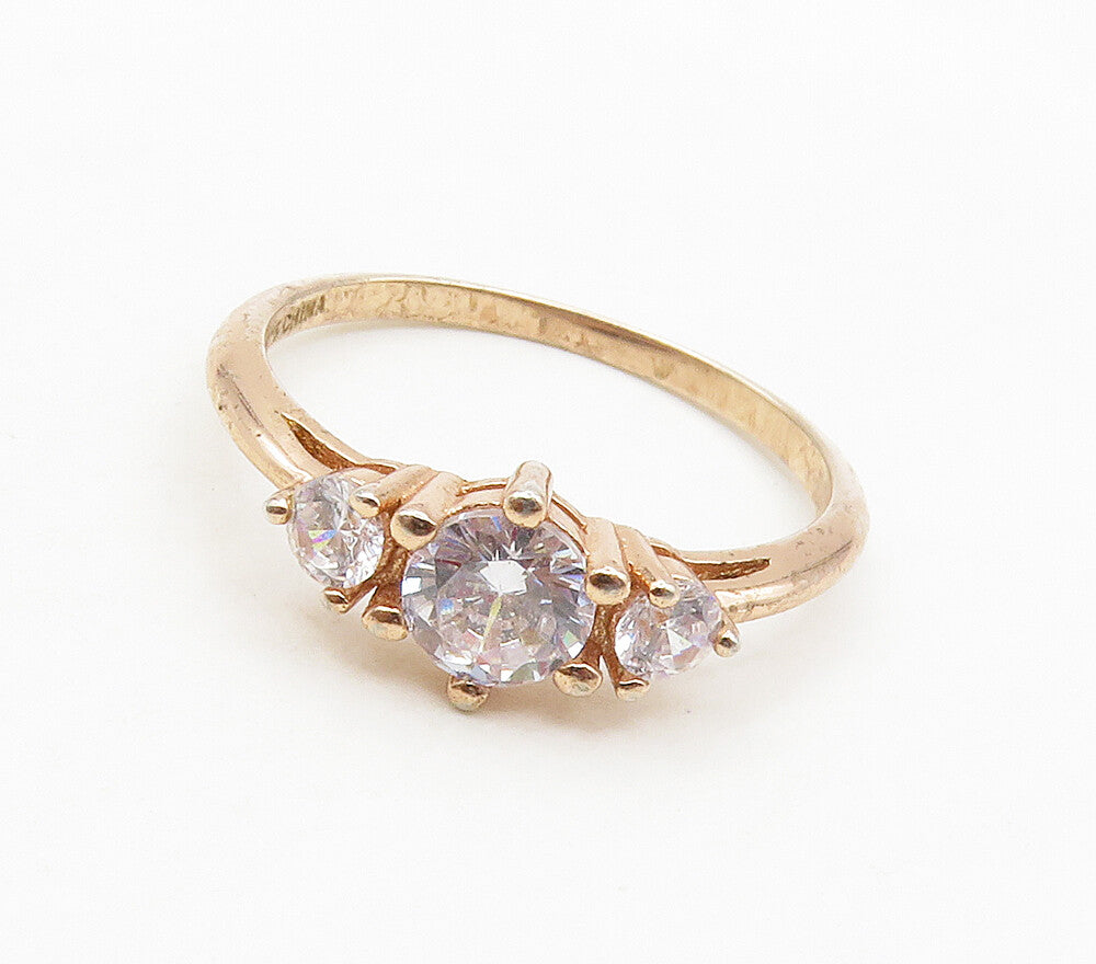 925 Sterling Silver  Cubic Zirconia Rose Gold Plated Band Ring Sz 7  RG15601