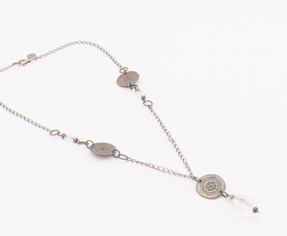 925 Sterling Silver Vintage Necklace SILPADA Etched Circular Chanie Glass NE4237