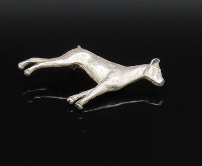 925 Sterling Silver  Vintage Carved Etched Dog Motif Brooch Pin  BP9837