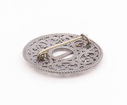 EUROPEAN 925 Silver  Vintage Braided & Beaded Pretzel Twist Brooch Pin  BP9738