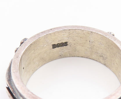 925 Sterling Silver Vintage Ring Floral Scrollwork Spinner Band  Sz 10  RG35902