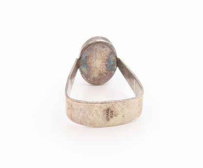 925 Sterling Silver Vintage Ring ISRAEL Cabochon Eilat Stone Band Sz 7.5 RG35539