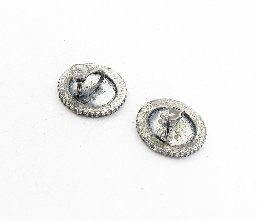 ISRAEL 925 Sterling Silver  Vintage Antique Coin Non Pierce Earrings  EG4038
