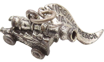 925 Sterling Silver Vintage Pendant Retro Virginia Beach Cannon Charm  PT25405