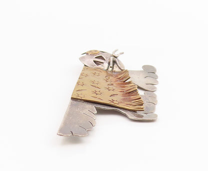 925 Sterling Silver Vintage Brooch Pin CRISSMAN Two Tone Modernist Cat  BP12481