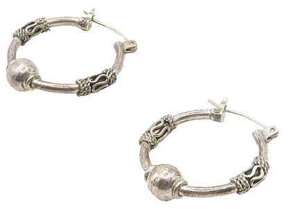 BALI 925 Sterling Silver  Vintage Swirl Twist Wrapped Hoop Earrings  EG7849