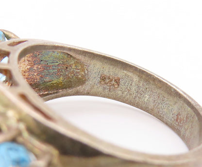 925 Sterling Silver Vintage Ring Antique Oval Cut Topaz Band  Sz 6  RG32935
