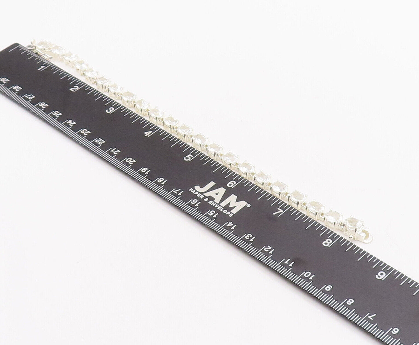 925 Sterling Silver Vintage Bracelet Minimalist Oval Cut Topaz Band  BT10611
