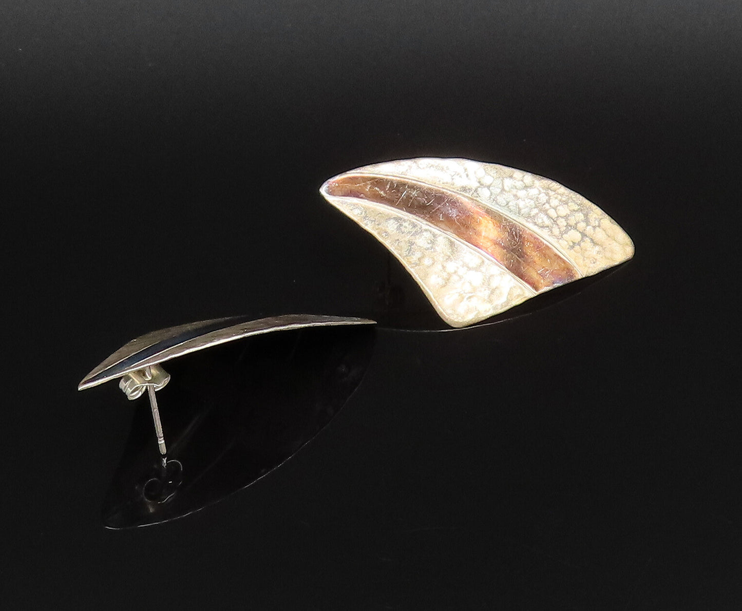 PEARCE 925 Silver  Vintage Polished & Hammered Wings Drop Earrings  EG12137