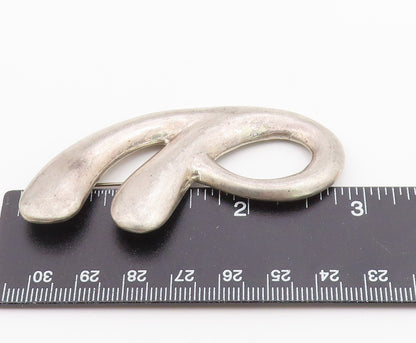 MEXICO 925 Sterling Silver  Vintage Shiny Smooth Modernist Brooch Pin  BP7753