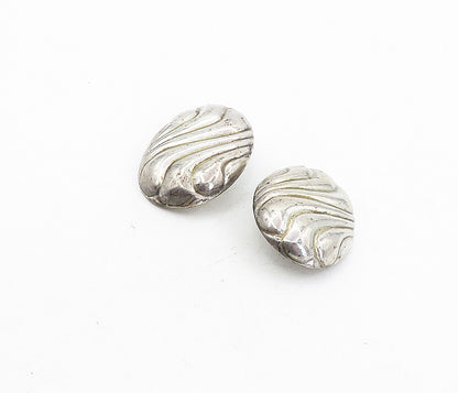 925 Sterling Silver  Vintage Fluted Hollow Dome Non Pierce Earrings  EG4315