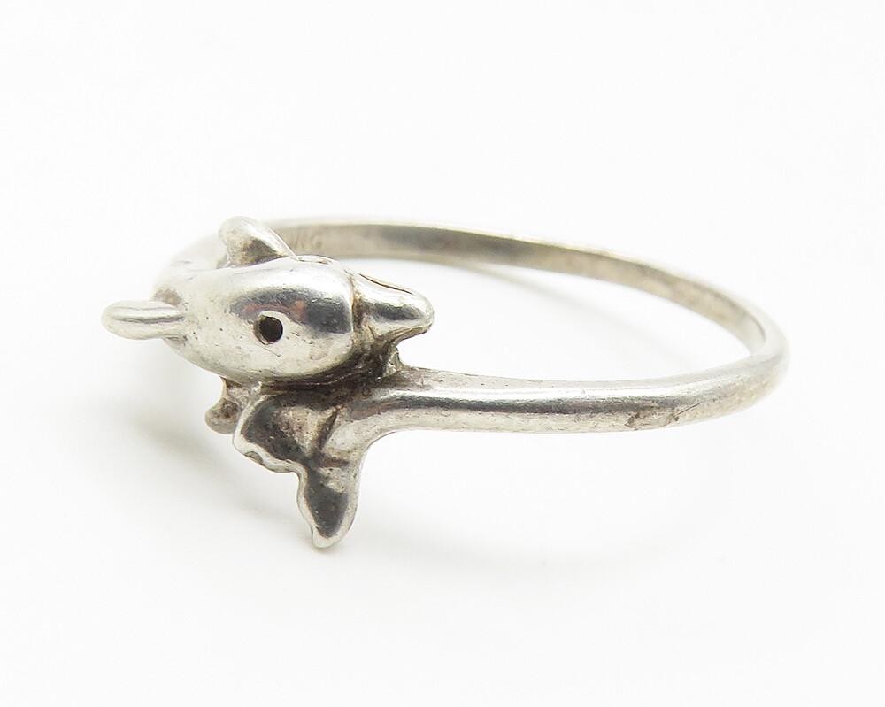 SILVER CLOUD 925 Sterling Silver  Vintage Dolphin Bypass Ring Sz 7  RG11507