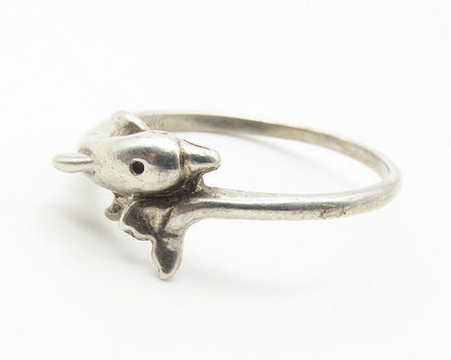 SILVER CLOUD 925 Sterling Silver  Vintage Dolphin Bypass Ring Sz 7  RG11507