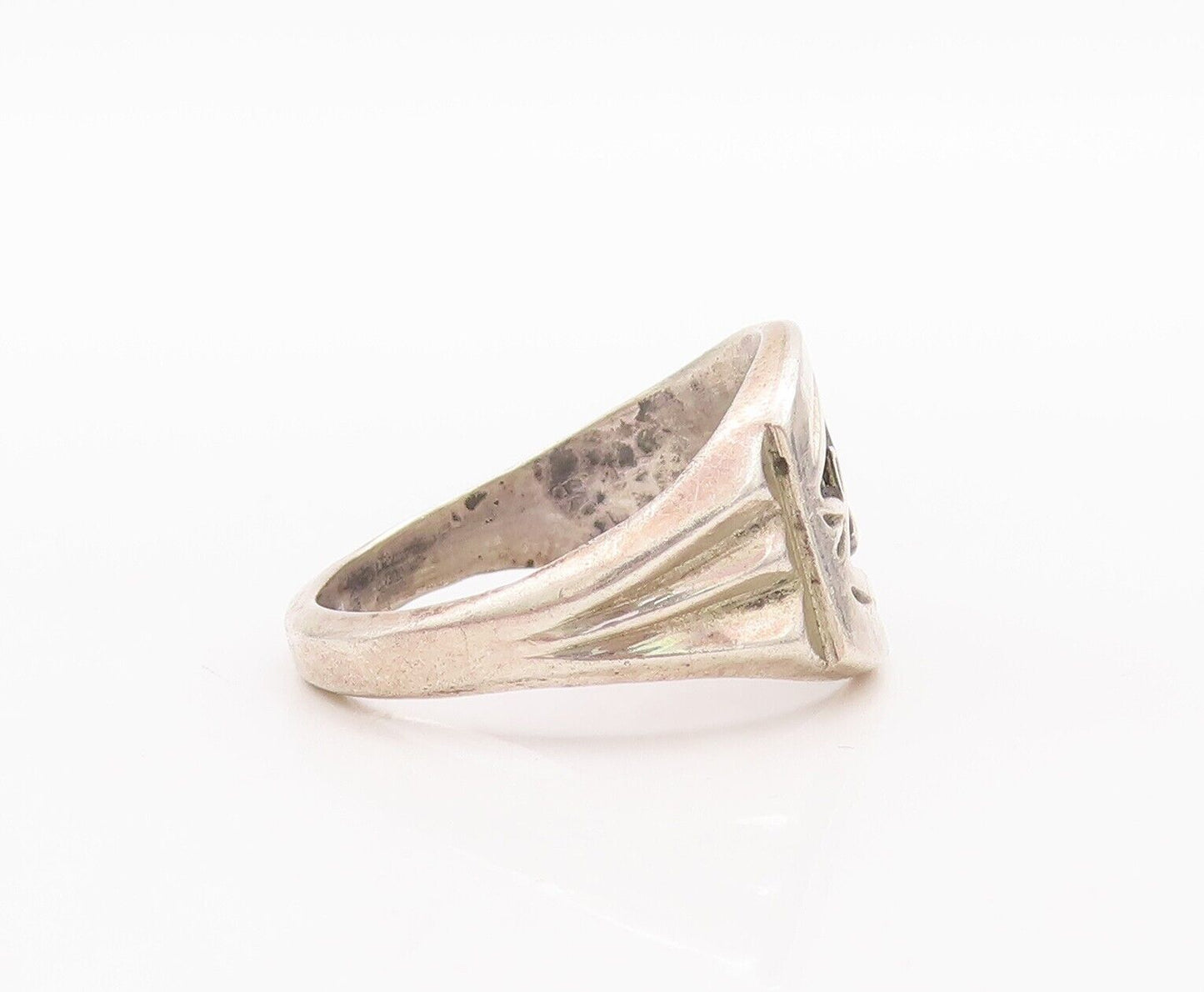 925 Sterling Silver Vintage Ring Southwestern Design Solid Carved Sz 9 RG28605