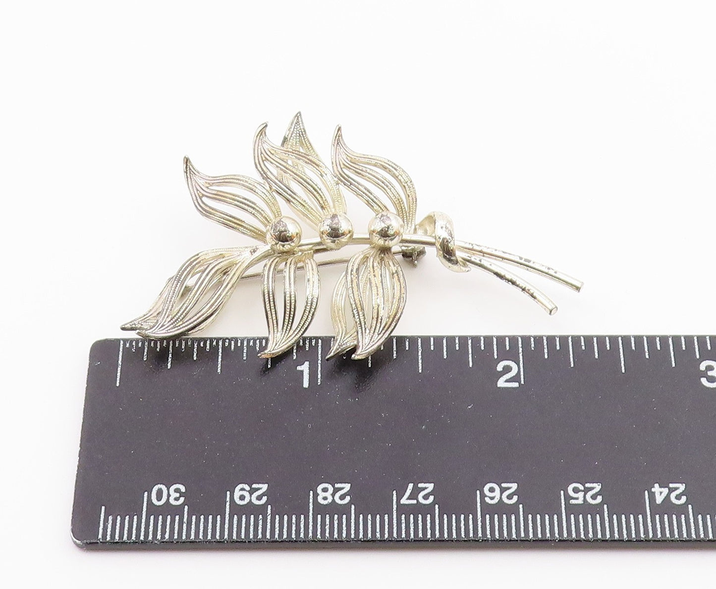 FORSTNER 925 Sterling Silver  Vintage Shiny Floral Leaves Brooch Pin  BP8328