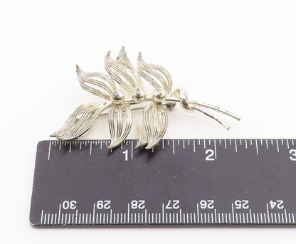 FORSTNER 925 Sterling Silver  Vintage Shiny Floral Leaves Brooch Pin  BP8328