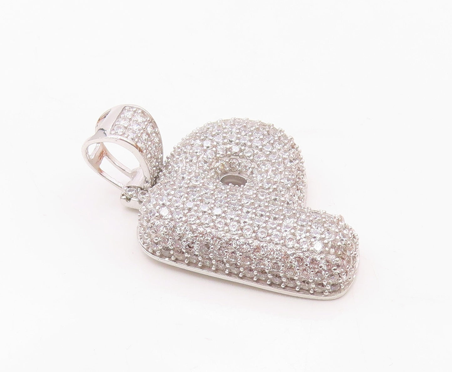 925 Sterling Silver  Vintage Cubic Zirconia Letter P Initial Pendant  PT18064