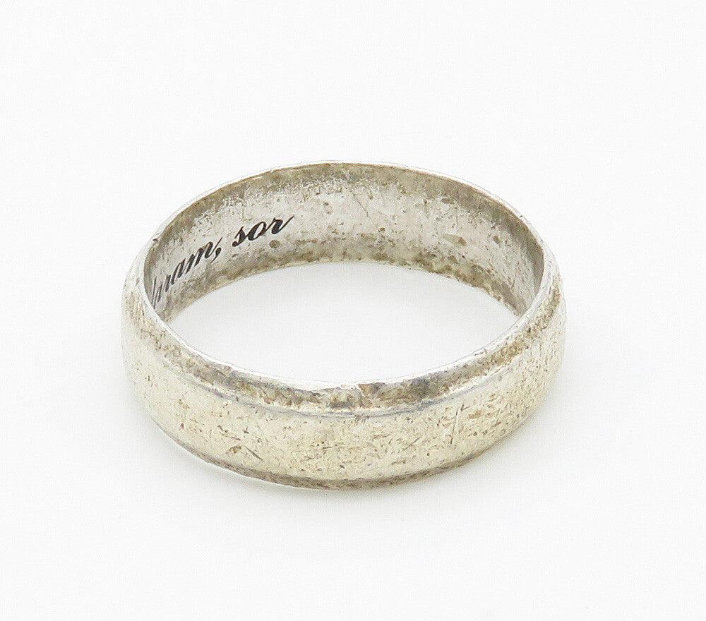 925 Sterling Silver  Vintage Genuine Diamond Accent Band Ring Sz 7.5  RG15532
