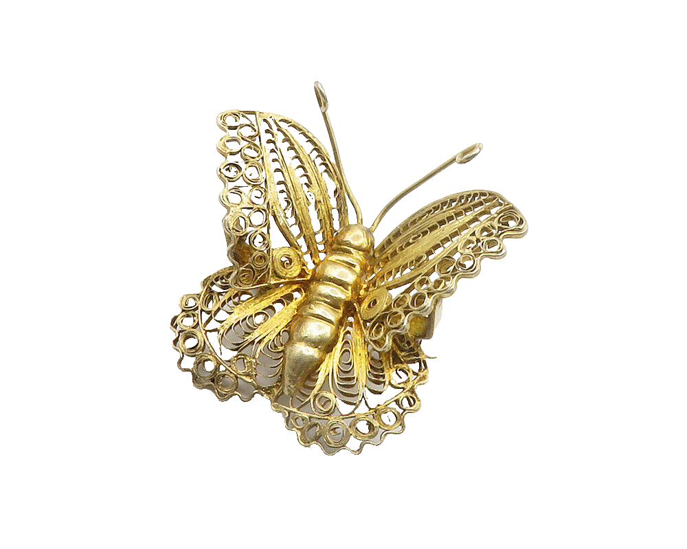 925 Sterling Silver  Vintage Swirl Filigree Butterfly Motif Brooch Pin  BP5641
