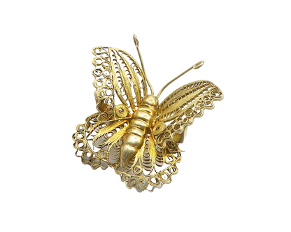 925 Sterling Silver  Vintage Swirl Filigree Butterfly Motif Brooch Pin  BP5641